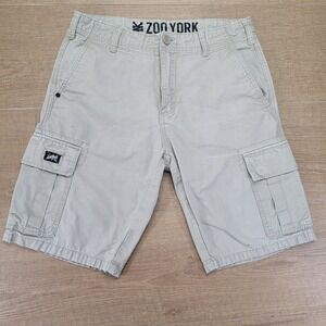 Vtg Zoo York Cargo Shorts Mens 30 Khaki Unbreakable Ripstop Skater Stretch Y2K